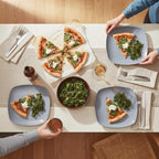 TP 10.5" Melamine Square Dinner Plates, 6-piece Plate Set Unbreakable Serving Dishes for Indoors and Outdoors, Unbreakable Dinner Service for 6, Gray