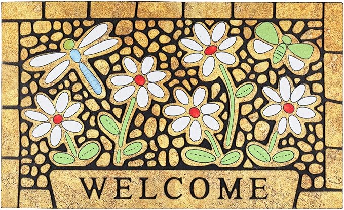 CHICHIC Welcome Door Mat 17x 30 Inch Front Doormat Outdoors for Home Entrance Outdoors Mat for Outside Entry Way Doormat Entry Rugs, Heavy Duty Non Slip Rubber Back Low Profile, Dragonfly