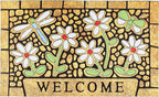 CHICHIC Welcome Door Mat 17x 30 Inch Front Doormat Outdoors for Home Entrance Outdoors Mat for Outside Entry Way Doormat Entry Rugs, Heavy Duty Non Slip Rubber Back Low Profile, Dragonfly