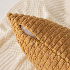 Kevin Textile Throw Pillow Covers Soft Corduroy Decorative Set of 2 Boho Striped Pillow Covers Pillowcases Farmhouse Home Decor for Couch Bed Sofa Living Room 24x24 Inch Gold