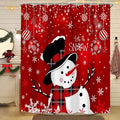 Christmas Snowman Shower Curtain, Red Xmas Ball Cute Winter Snowman Shower Curtain Christmas Holiday Decor, Durable Fabric Machine Washable with Hooks, 72 x 72 Inches
