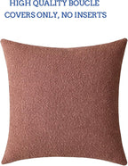 Jeneoo Dusty Rose Decorative Square Thick Throw Pillow Covers Fine Textured Boucle Couch Cushion Case for Sofa Decor, Set of 1, 26 x 26 Inch