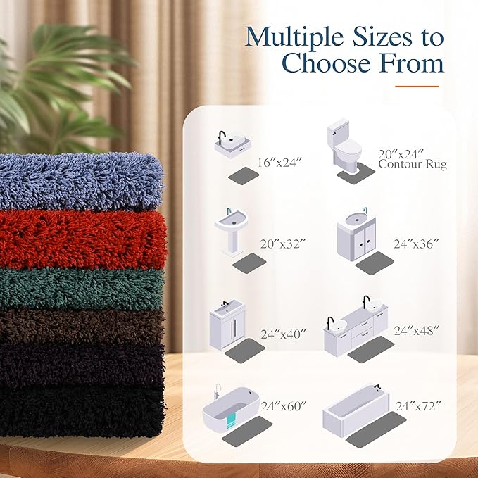 Walensee Large Bathroom Rug (24 x 40, Dark Purple) Extra Soft and Absorbent Shaggy Bath Mat Machine Washable Microfiber Non Slip Luxury Floor Mat