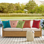 Outdoor Decorative Pillows with Coconut Button Pack of 4, 18" x 18" Outdoor Pillow Set for Couch Bed Throw Patio Sofa, Coral Red