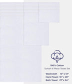 American Soft Linen Luxury 6 Piece Towel Set, 2 Bath Towels 2 Hand Towel 2 Washcloths, 600 GSM 100% Cotton Turkish Towels for Bathroom, White Towel Sets