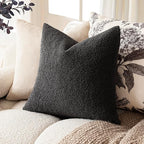 Foindtower Pack of 2, Curly Faux Fur Decorative Throw Pillow Covers Soft Neutral Plush Cushion Case with Zipper Cozy Pillowcase for Home Living Room Couch Bed Sofa 16 x 16 Inch,Dark Gray