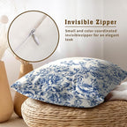 Blue White Flowers Pillow Covers 20x20 Inch, Set of 2 Vintage Floral Chinoiserie Style Decorative Throw Pillowcases Square Cushion Cover for Couch Sofa Bed Farmhouse Home Decor