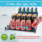 Drink Dispenser for Refrigerator, Self-Pushing Soda Can Organizer for Fridge, 5 Rows already Assembled, Automatic Can Dispenser with Spring Loaded for Refrigerator Holds 25 cans, Black