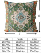 Snycler Boho Throw Pillow Covers 24x24 inch Set of 2 Boho Rug Carpet Double Sided Pattern Cotton Soft Pillow Case Cushion Cover Pillowcase for Couch Sofa Bed Decorative (Green)