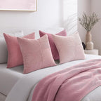 Topfinel BlushPink Throw Pillow Covers 20x20 Set of 4,Baby Pink Boho Soft Corduroy Home Decor Cushion Cases for Couch,Living Room,Bedroom,Sofa,Balcony and Outdoor (50 * 50 cm)