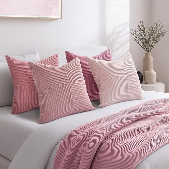 Topfinel Dustypink Throw Pillow Covers 16x16 Set of 4,Boho Double-Sides Design Decorative Throw Pillow Covers,Light Pink Cushion Cases for Couch Living Room Bedroom and Sofa(40 * 40 cm)