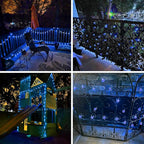 Blue 2-Pack 100 LED 64FT Crystal Globe Solar Christmas Lights, Outdoor Waterproof Solar String Lights with 8 Lighting Modes, Solar Outdoor Decorations for Tree Garden Patio Party Wedding Christmas