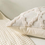 Set of 2 Soft Moroccan Throw Pillow Covers 20x20 Inch Plush Boho Decorative Pillow Cover Accent Cushion Case for Couch Sofa Bed, Beige