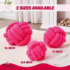 Uvvyui Knot Pillow Ball, Soft Home Decorative Pillows, Round Throw Pillow, Handmade Knotted Plush Pillow, Round Boucle Pillow Cushion (14 Inches Hot Pink)