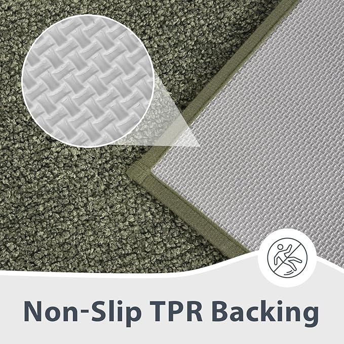 Bathroom Rugs 24" x 36", Non-Slip Extra Soft Absorbent Bath Rugs, Machine Washable Quick Dry Bath Mats for Bathroom Floor, Shower, Bathtub and Sink, Olive Green & Green