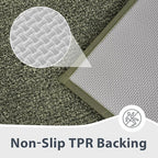 Bathroom Rugs 24" x 36", Non-Slip Extra Soft Absorbent Bath Rugs, Machine Washable Quick Dry Bath Mats for Bathroom Floor, Shower, Bathtub and Sink, Olive Green & Green