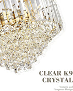 20'' Gold Crystal Chandelier,7-Tier Vintage Hanging lamp, Chandeliers for Dining Room Kitchen Island Bedroom Entryway, CC4215-7W-PG