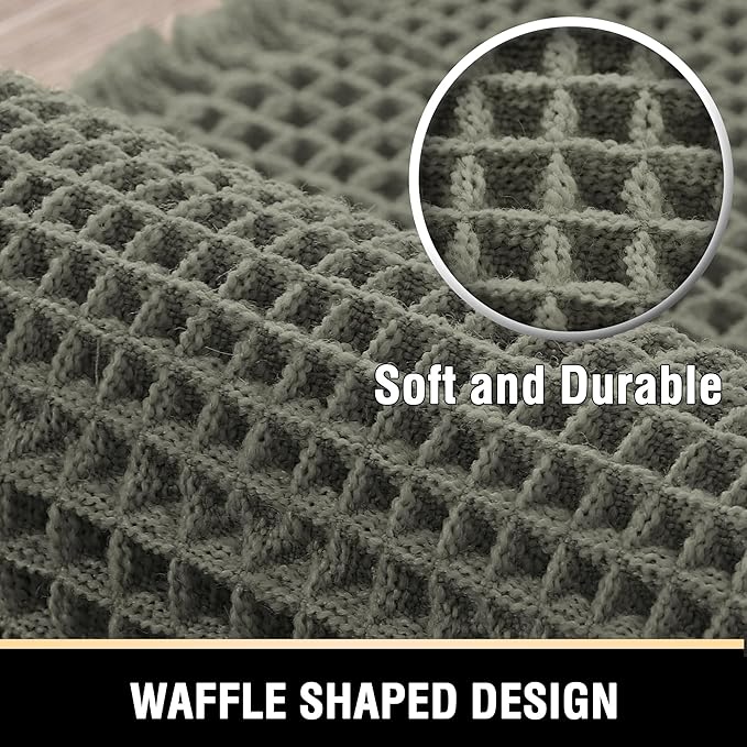 H.VERSAILTEX Upgraded Waffle Runner Rug Super Absorbent Non Slip Bath Mat for Bathroom Floor, Machine Washable Dry Fast, Beside Tub, 24" x 72", Smokey Olive