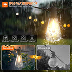 Kawaya Outdoor String Lights 100 FT LED Patio Light - 50+2 Shatterproof Vintage Edison Bulbs - 2700K Dimmable IP65 Waterproof Outside Hanging Lighting for Yard Porch Deck Balcony Bistro Cafe Party