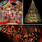 2 Pack Christmas String Lights Indoor Outdoor, Super Bright 66FT 200 LED String Lights Waterproof, 13 Modes Twinkle Xmas Lights with Timer for Christmas Tree Decorations (Red and Green)