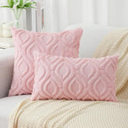 decorUhome Throw Pillow Covers 26x26 Inch Set of 2, Soft Plush Decorative Faux Fur Light Pink Solid Couch Pillow Covers, Accent Farmhouse Neutral Square Euro Pillow Cases for Sofa Bed Living Room
