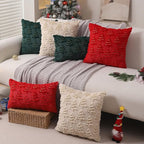 Christmas Pillow Covers 20x20 inch Set of 2 Soft Plush Faux Fur Christmas Decor Beige Xmax Tree Yellow Colored Lights Decoration Throw Pillow Case for Winter Holiday Sofa Living Room PT003C20