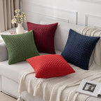 MIULEE Pack of 2 Decorative Throw Pillow Covers 18x18 Inch Soft Boho Striped Textured Corduroy Pillow Covers Modern Farmhouse Home Decor for Couch Bed Sofa Living Room Navy Blue