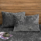 PHF Truly Velvet Pillowcases King Size, No Insert, 2 Pack Ultra Soft Breathable Pillow Shams Covers with Envelope Closure, 20" X 36" Luxury Cozy Warm Fuzzy Flannel Pillow Cases, Charcoal/Dark Grey