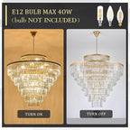 8 Tiers Large Gold Crystal Chandeliers 28 Lights 43.3" Modern Luxury Chandelier for High Ceiling Foyer Round K9 Ceiling Pendant Light Fixture for Living Dining Room Hotel Lobby