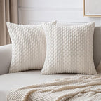 MIULEE Christmas Throw Pillow Covers Soft Corduroy Decorative Set of 2 Boho Striped Pillow Covers Pillowcases Farmhouse Home Decor for Couch Bed Sofa Living Room 18x18 Inch Pure White