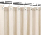 Natural Linen Textured Shower Curtain Set with Hooks, Beige Boho Farmhouse Bath Shower Curtains for Bathroom Neutral Cloth, Hotel Luxury, Weighted, 72W x 72L, Cream