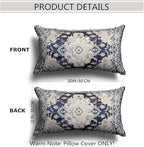 Snycler Boho Throw Pillow Covers 12x20 inch Set of 2 Boho Rug Carpet Double Sided Pattern Cotton Soft Pillow Case Cushion Cover Pillowcase for Couch Sofa Bed Decorative (Navy Blue)