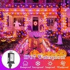 66FT 200 LED Halloween String Lights, Twinkle Lights with 8 Modes and Timer, Outdoor Waterproof Halloween Tree Lights for Room Bedroom Wedding Party Holiday Decorations, Purple and Orange