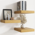 Floating Shelves for Wall with Invisible Brackets, Wall Mounted Engineered Wood Shelves with Wood Grain for Living Room, Bedroom, Bathroom, Kitchen Decor and Storage, Oak, 12"L Set of 3, Oak