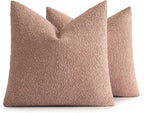 MIULEE 20x20 Inch Decorative Pillow Covers for Couch Bed Set of 2 Textured Boucle Neutral Winter Throw Pillows Blush Pink Accent Solid Cushion Pillowcases Sofa Livingroom Home Decor