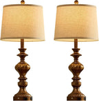 27.5" Farmhouse Table Lamps Set of 2 Bedside Nightstand Lamp with USB C+A Ports & AC Outlet, 3 Way Dimmable Touch Lamps for Bedroom Living Room Office Hallway Rustic Traditional Lamp (Copper)