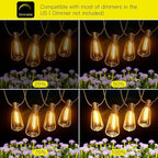 OHLUX Outdoor Light String, 30FT Dimmable Outdoor String Lights with 17 Shatterproof ST38 LED Vintage Edison Bulbs,2200K Connectable Hanging Lights for Deck Porch Bistro Gazebos Balcony Garden