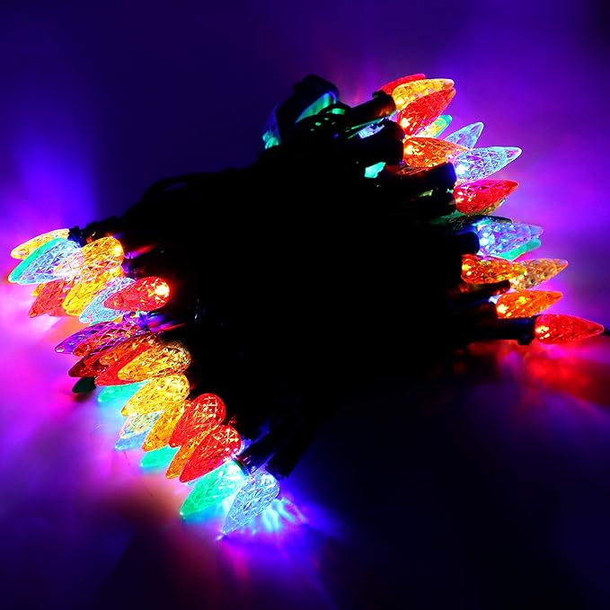Joiedomi C6 LED Christmas String Lights,140(2 x 70) Count Strawberry Christmas Trees Lights, 45.2FT Connectable Multicolor for Indoor Outdoor Holiday Party Decor,Green Wire