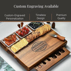 Shanik Large Acacia Wood Charcuterie Board Set with 3 Removable Ceramic Bowls & Serving Utensils - Housewarming, Wedding, Bridal Shower, Home and Kitchen, New Home Gift Ideas for Women, Gifts for Her