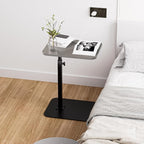 Side Table Sofa Tray for Couch Heavy Metal Base Swivel/Adjustable Height, Sofa Bed Bathroom Study TV Tray C Shaped End Table Food Snack Trays for Eating