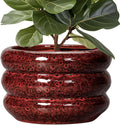 SQOWL Ceramic Planters for Indoor Plants - 13.5 Inch Plant Pot with Drainage Hole, Large Ceramic Flower Pots, Bubble Round Planter for Outdoor Plants, Room Home Office Decor, Gardening Gifts, Red