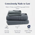 Brooklinen Super-Plush Turkish Cotton Bath Sheets Set - 2 Bath Sheets + 2 Hand Towels Cotton, 820 GSM, Highly Absorbent, Machine Washable, Perfect for Home & Bathroom (Slate Grey)