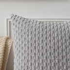 Kevin Textile 2 Packs Light Grey Decorative Throw Pillow Covers 26x26 Inch for Living Room Couch Bed Sofa Rustic Farmhouse Boho Home Decor Soft Striped Corduroy Square Cushion Case 66x66 cm