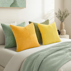 Topfinel Decorative Yellow Green Throw Pillow Covers 16×16,Boho Pillow Covers Set of 4 Soft and Cozy Velvet Double-Sided Designs,Mix and Match for Couch Boho Farmhouse Fall Home Decor