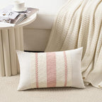Fancy Homi Set of 2 Boho Pink Long Lumbar Decorative Throw Pillow Cover 14x24 Inch for Couch Bed Sofa Chair, Modern Organic Farmhouse Home Decor, Soft Cotton Cute Accent Rectangle Cushion Case