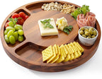 16” Rotating Charcuterie Board for Cheese and Meat - Lazy Susan Charcuterie Boards Round with Compartments - 360° Rotating Plates for Serving Food, Lazy Susan Cheese Board (Acacia Wood)
