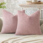 MIULEE Pack of 2 Couch Throw Pillow Covers 18x18 Inch Aesthetic Pink Modern Boho Accent Decorative Pillow Covers Soft Cute Chenille Farmhouse Cushion Covers for Home Decor Bed Sofa Living Room