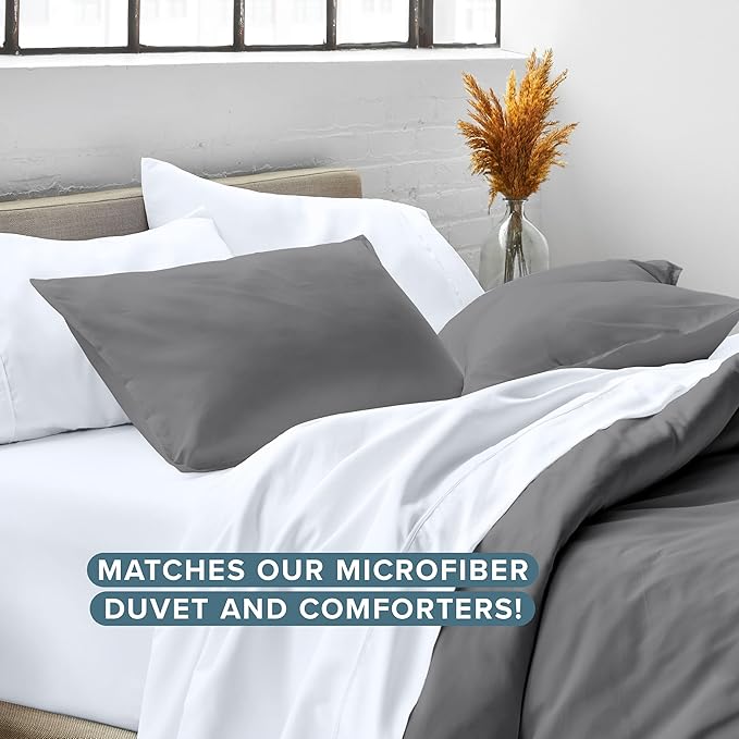 Bare Home Standard Pillow Sham Covers - Set of 2 - Premium 1800 Ultra-Soft Microfiber - Double Brushed - Stain & Fade Resistant - Bed Pillow Shams - Pillows Not Included (Set of 2, Grey)