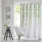 Fabric Floral Shower Curtain, 78 Inch Long Yellow and Sage Green Flower Waterproof Bathroom Shower Curtains, 72" W x 78" H