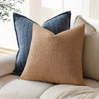 Foindtower Set of 2, Decorative Textured Boucle Throw Pillow Covers Accent Solid Pillow Cases Neutral Soft Couch Cushion Case for Chair Sofa Bedroom Living Room Home Decor 26 x 26 Inch Rust Tobacco